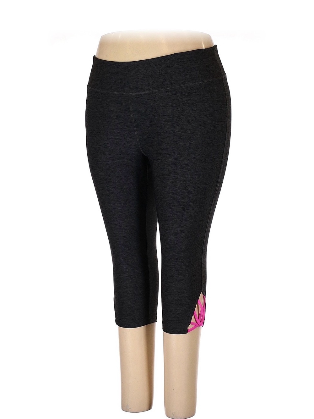 VOGO Athletica Black Capri Leggings with Pink Accent